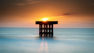 Pier sunset water reflection tilt - a pier free wallpaper