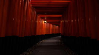 Red black tunnel light wooden - a lamp free wallpaper