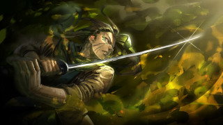 Baioken eishun green leaves sword - a yellow light free wallpaper