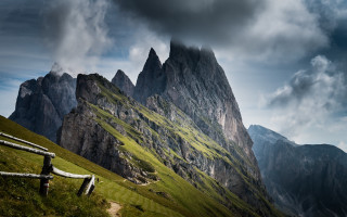 Mountain path cloudy sky landscape - a path free wallpaper