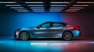 Silver car dark room blue 2 - a silver car free wallpaper