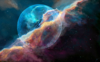 Large bubble sky stars blue - nebula free wallpaper