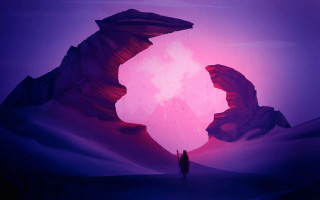 Desert fantasy matte painting purple - anton fadeev free wallpaper