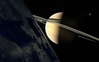 Saturn rings space art matte - chesley bonestell free wallpaper for desktop
