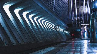 Train station night cyberpunk retrofuturism - the end of the tunnel free wallpaper