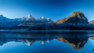 Mountain lake reflection blue sky 4 - magic realism free wallpaper for desktop