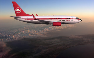 Commercial airplane red white tail - tail free wallpaper