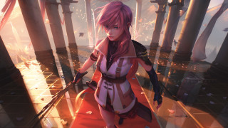 Woman red dress sword fantasy - a sword in a room free wallpaper