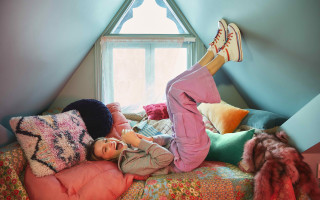 Woman bed window stuffed animal - christen dalsgaard free wallpaper