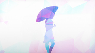 Woman umbrella pink blue pattern - surreal free wallpaper