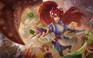 Red haired woman sword monster - art free wallpaper
