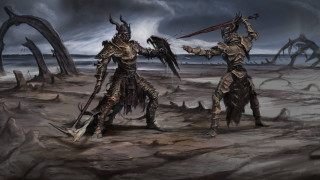 Desert armor men swords dark - a desert area free wallpaper