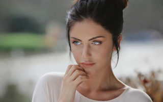 Woman bun white shirt blue - evaline ness free wallpaper