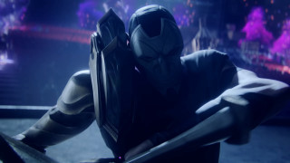 Futuristic man sword dark room 2 - epsylon point free wallpaper