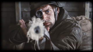 Man helmet gun scope white - a blurry background free wallpaper