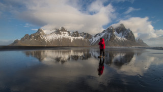 Beach mountain snow water sunset - david annand free wallpaper