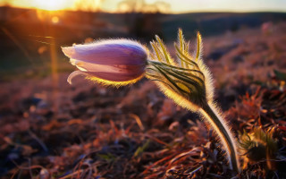 Flower bud sunset field bokeh - small free wallpaper for desktop