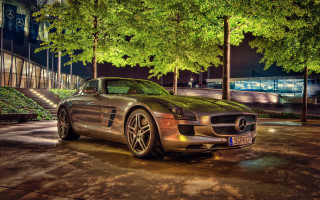 Mercedes sls night building tiltshift - bernd fasching free wallpaper