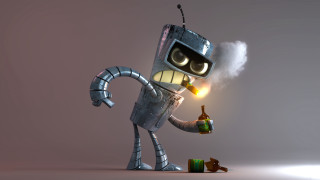Robot bottle lighter smoking 3d - a robot free wallpaper