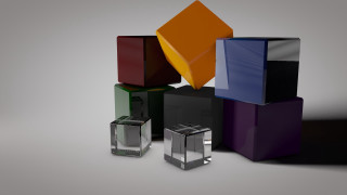 Colored boxes gradient 3d render - a white background behind them free wallpaper