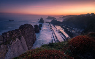 Sunset rocky coastline lighthouse beautiful - a sunset view free wallpaper