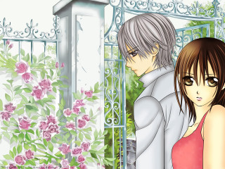 Couple gate flowers standing together - a gate free wallpaper