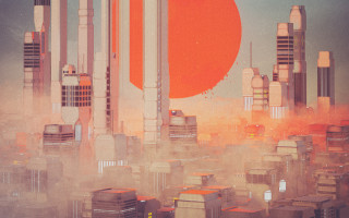 Orange sun city red circle - a city free wallpaper for desktop