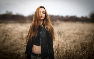 Blonde woman field tallgrass jacket - anka zhuravleva free wallpaper