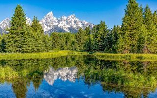 Mountain range reflection lake nature 2 - beautiful landscape free wallpaper