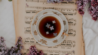 Tea flowers book music stilllife - a cup of tea free wallpaper