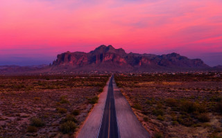 Mountain road sunset pink sky - a pink sky above free wallpaper