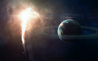 Space planet fire ring bright - craig mullins free wallpaper