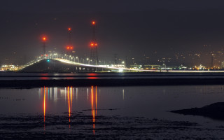 Bridge night water lights city 6 - long exposure free wallpaper