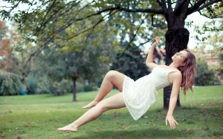 Woman white dress park surreal - surreal photography free wallpaper