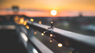 Metal rail lights sunset moon - a picture free wallpaper for desktop
