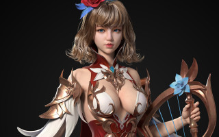 Cosplay woman archer rose armor - 3 d model free wallpaper