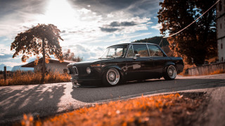 Black car road tree house - a black car free wallpaper