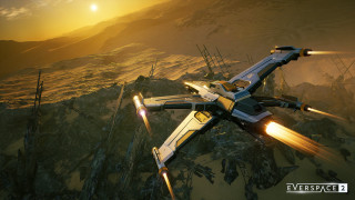 Space ship mountain sunset unreal - over a mountain range free wallpaper