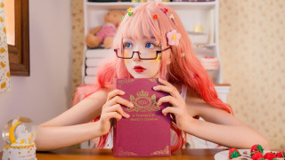 Pink hair glasses reading cosplay - cosplay free wallpaper