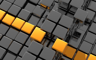 Large yellow gray square pattern - 3 d free wallpaper