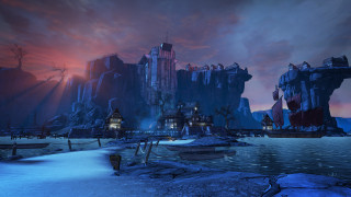 Fantasy city night red sky - a computer free wallpaper