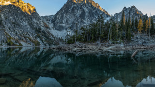 Mountain lake trees sky nature 2 - a clear sky free wallpaper