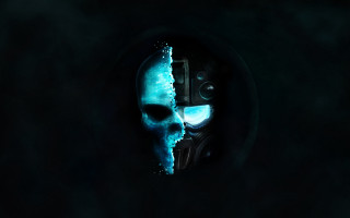 Skull painted face blue halo - a face free wallpaper