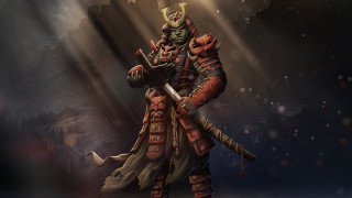 Dark samurai armor sword spotlight - a spotlight free wallpaper