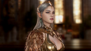 Golden woman feathered cape fantasy - cedric peyravernay free wallpaper