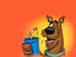 Cartoon dog drinking coffee smiling - a toothbrush free wallpaper