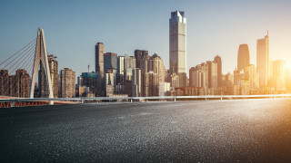 Futuristic city skyline bridge night - futurism free wallpaper