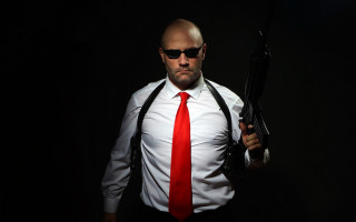 Man white shirt red tie 2 - sunglass free wallpaper