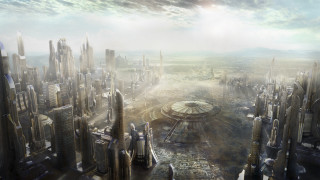 Futuristic city dome afrofuturism matte - free sci-fi wallpaper