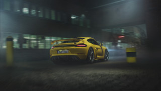 Yellow sports car night fog - fog free wallpaper